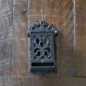 Vintage Cast iron wooden match holder
